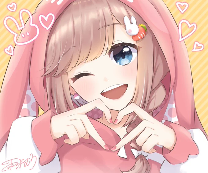ちょん*さん( )お誕生日おめでとうございます!!ちょん*さんの生み出すキャラクターや作品が大好きですこれからもちょん*さんの作品楽しみにしてます!ウサ耳パーカーの子のファンアートです…!ちょん*さんに届きますように 