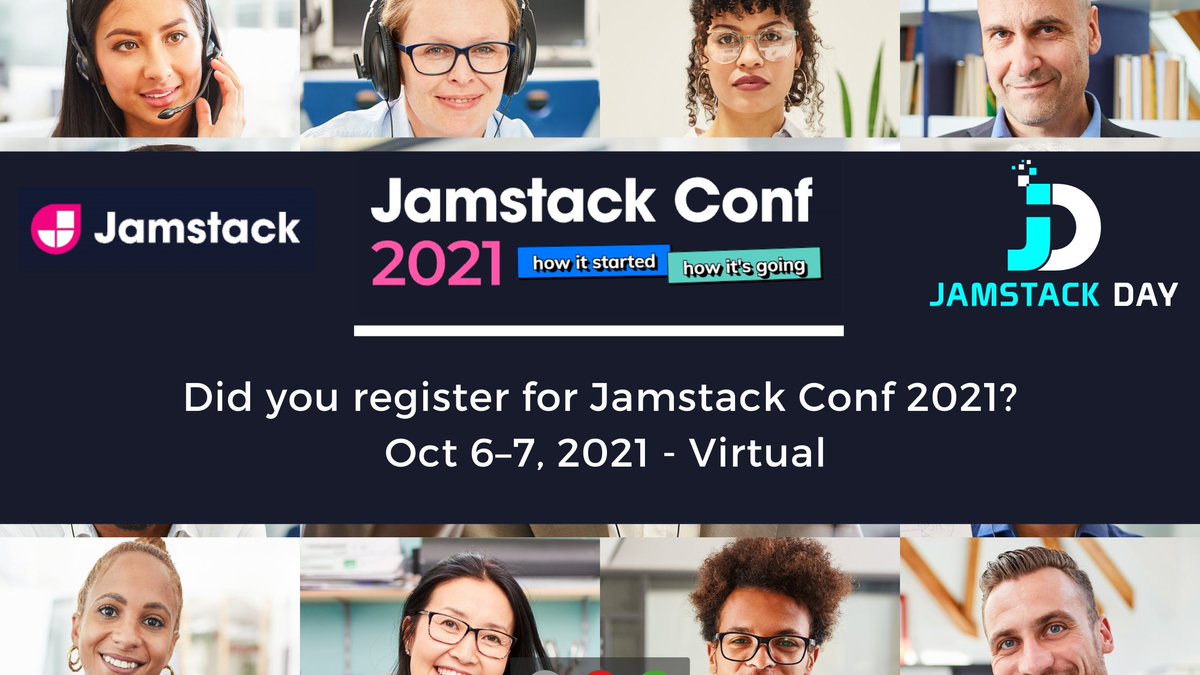 JamstackDay's tweet photo. Join 20,000+ #webdevelopers to learn how it started, how it's going, and what's next!

Register for #Jamstack conference 2021 by @Netlify: https://t.co/udfl3BbOMW

#HeadlessCMS #NextJs #JamstackDay #JamstackConf2021 https://t.co/71kX0vOTVq