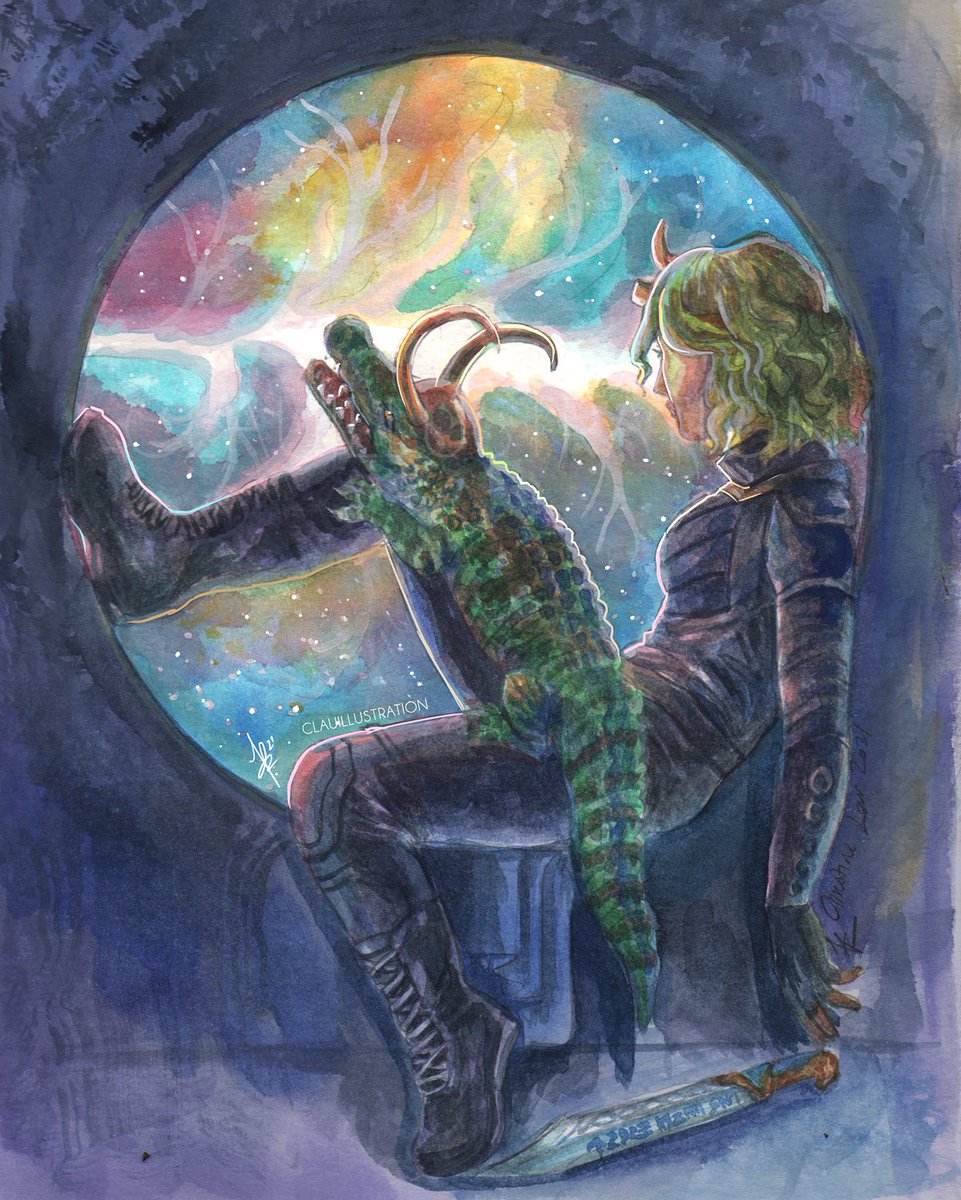 ArtofCLau's tweet photo. 🐊 💁♀️A traditional piece capturing an unlikely duo watching time itself unravel ✨ #loki #sylvieloki
@sophiadimartino @LokiOfficial #watercolours #artists #watercolourpainting #marvel #lokifanart #lokiseries #loki @twhiddleston #crocloki #crocodileloki #marvelfanart https://t.co/Fi5HINpNfC