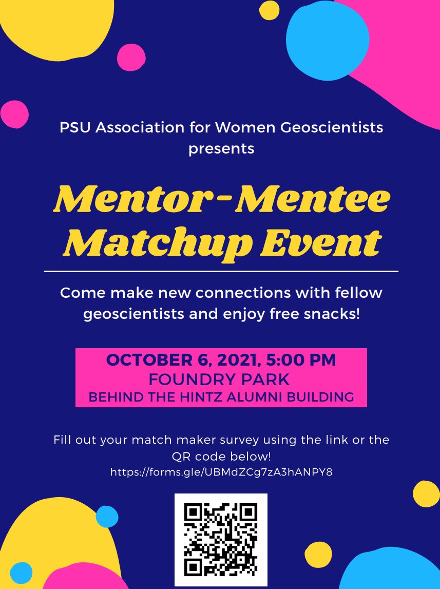 AWG_Penn_State's tweet photo. Mentor-Mentee Matchup Event this WEDNESDAY OCTOBER 6 from 5-6 pm. Come join and meet new friends! https://t.co/S2tIEUoCct