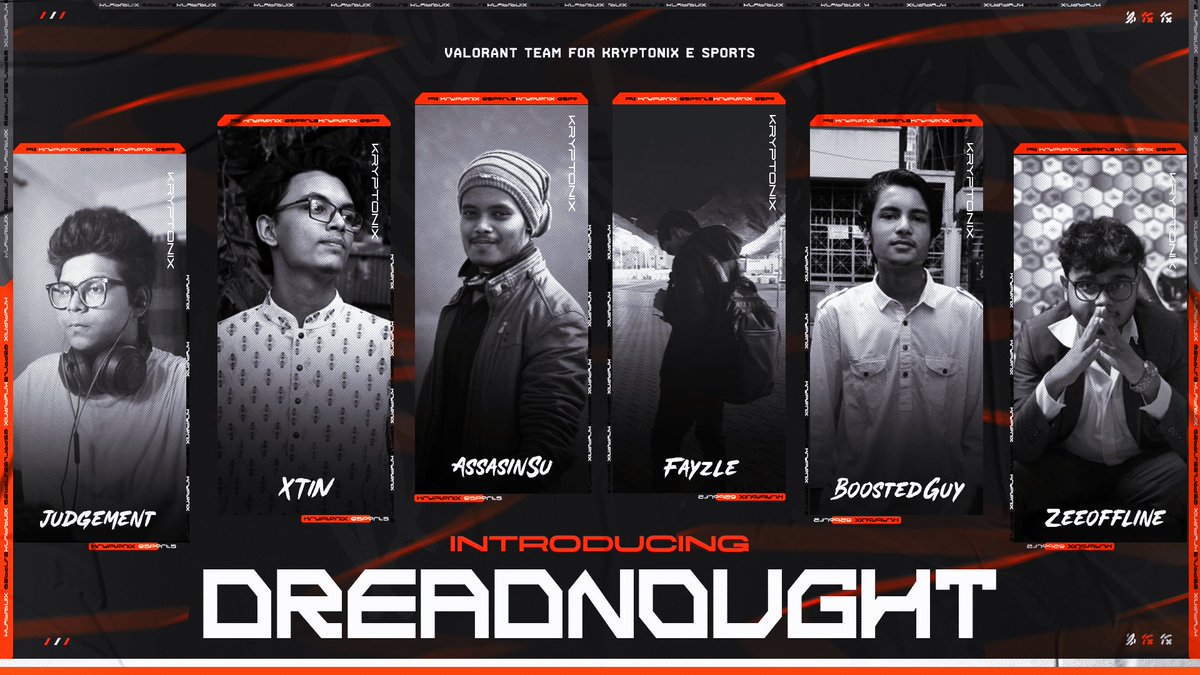 EKryptonix's tweet photo. Ladies and gentlemen,

We are really excited to announce a new valorant team to Kryptonix E-Sports.
Introducing KTX | Dreadnought-

KTX | Judgement
KTX | Xtin
KTX | AssasinSu
KTX | Fayzle
KTX | Boosted Guy
KTX | ZeeOffline

 #inevitableKTX https://t.co/pnpUliVzMK