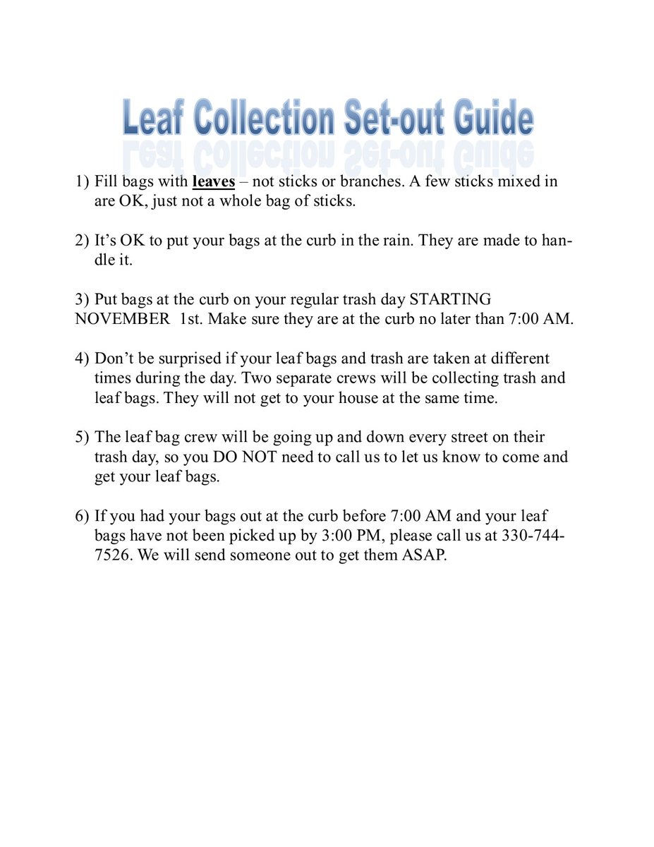 GreenYoungstown's tweet photo. The City of Youngstown is giving out free leaf bags to Youngstown residents only! #LeafCollection #GreenYoungstown https://t.co/qkOPpyUISX