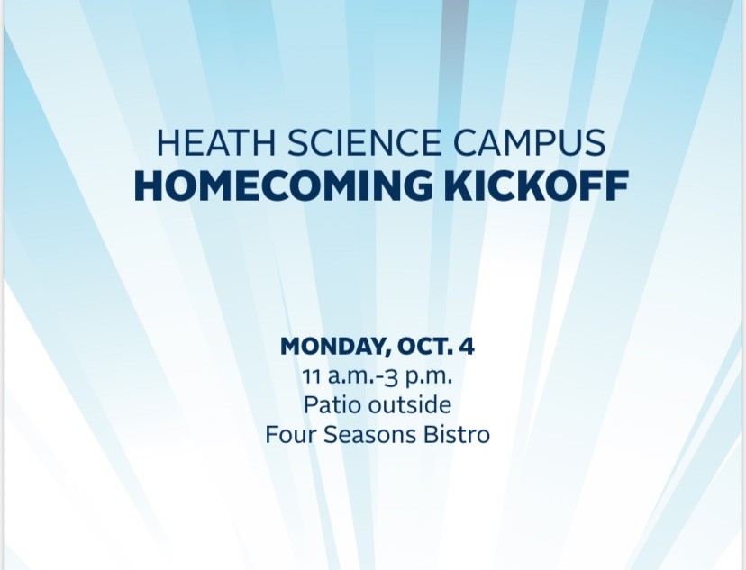 Happy Homecoming week everyone! We've got events and one is even happening right now! Stop by the patio outside the four season bistro for live music, food, etc! There is also a Farmers market going on now in the Student Union Trimble lounge for anyone on main campus right now!