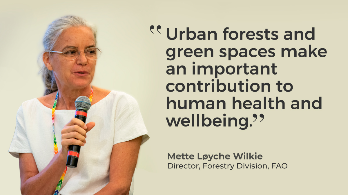 FAOForestry's tweet photo. "Urban forests and green spaces make an important contribution to human health and wellbeing." @FAO's Mette Wilkie 

@UNECE @FAOGeneva https://t.co/9f1quw7Twd