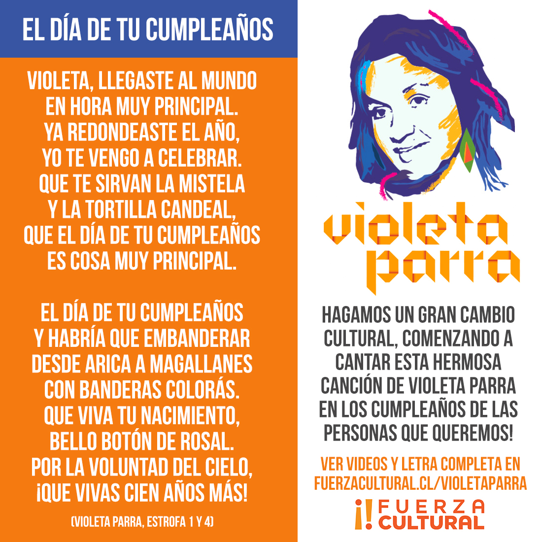 diluido Tres mal humor Movimiento Fuerza Cultural on Twitter: "EL DÍA DE TU CUMPLEAÑOS - VIOLETA PARRA Generemos un gran cambio cultural, comenzando a cantar esta hermosa canción en los cumpleaños de las personas que queremos! diluido Tres mal humor Movimiento Fuerza Cultural on Twitter: "EL DÍA DE TU CUMPLEAÑOS - VIOLETA PARRA Generemos un gran cambio cultural, comenzando a cantar esta hermosa canción en los cumpleaños de las personas que queremos!