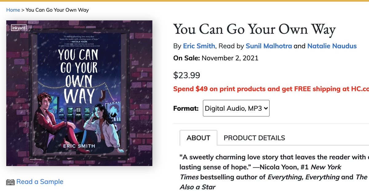 ericsmithrocks's tweet photo. Here's a fun You Can Go Your Own Way update...

There's an audiobook! And the narrators? @natalienaudus + @ThatSunil!

Sunil narrated Don't Read the Comments, and you've heard Natalie narrating books by @casey_mcquiston @MissDahlELama + more!

So excited! https://t.co/4Xz5DjcZbM https://t.co/2k6wqleiDk