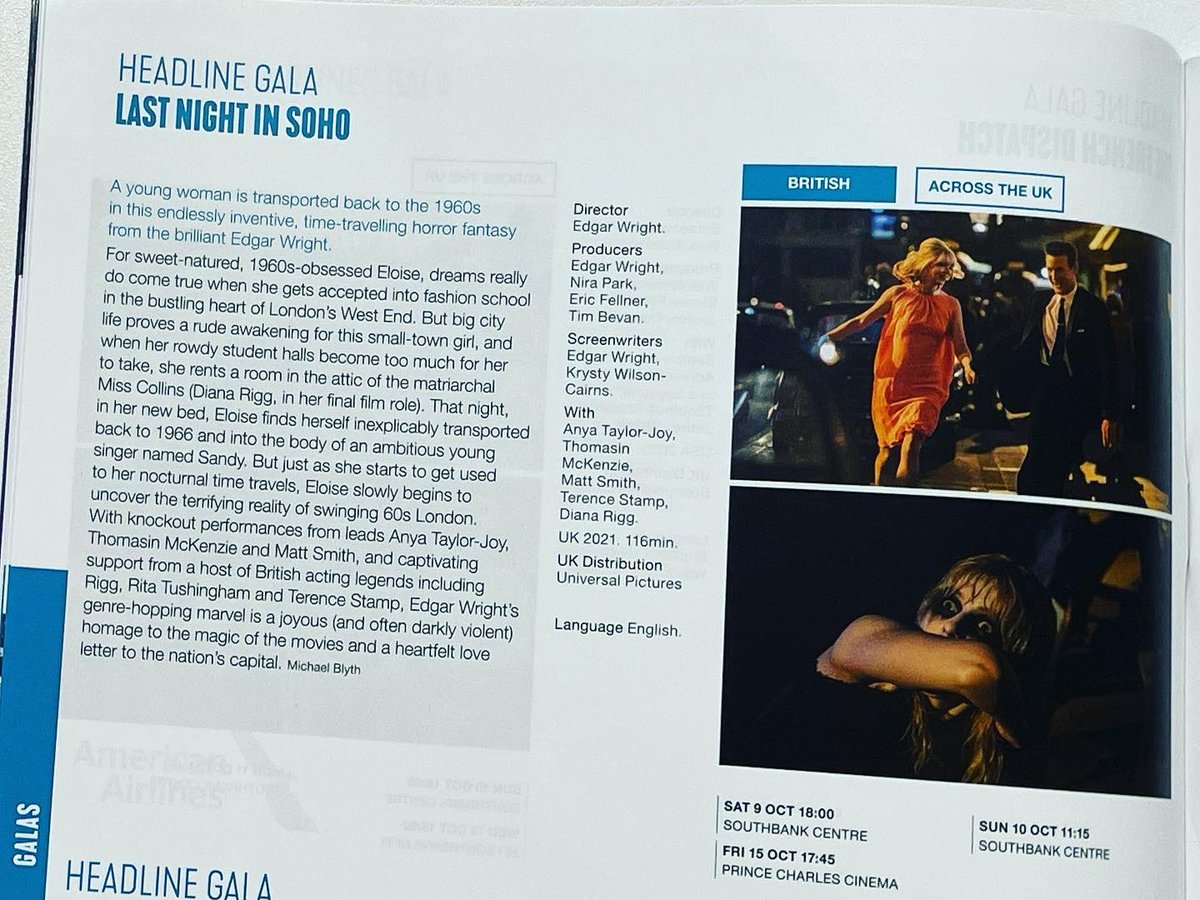 edgarwright's tweet photo. I won’t lie. Seeing #lastnightinsoho in the programme for #LFF2021 gave me a thrill. I’ve been coming to the festival for perhaps 27 years, but this is the first time I’ve had a film of mine shown. Excited to see some of you there this weekend x https://t.co/PiZgfVdibb