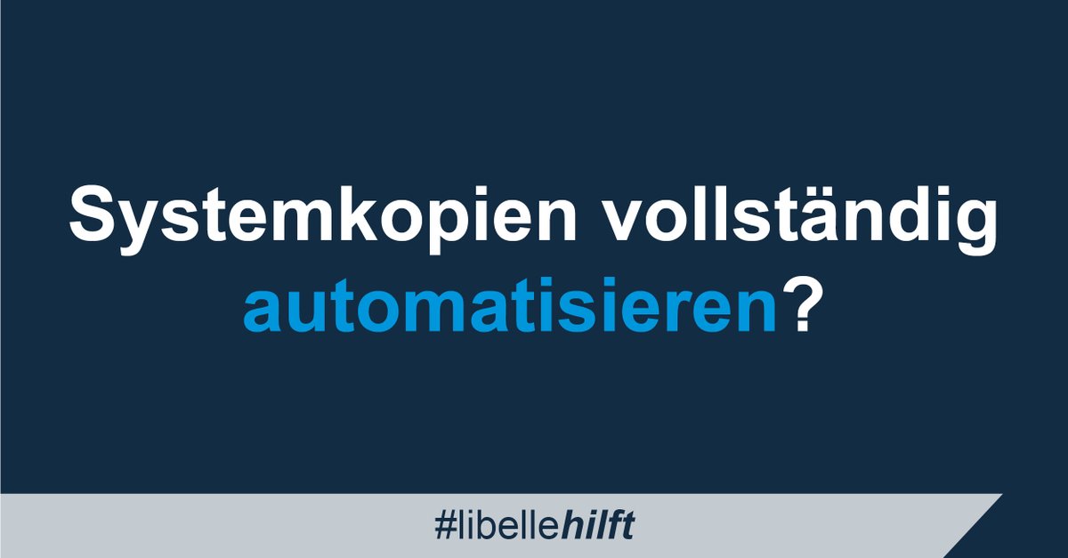 Libelle_IT's tweet photo. Sparen Sie sich eine der aufwändigsten IT-Aufgaben überhaupt!
Mit Libelle SystemCopy automatisieren Sie #Systemkopien vollständig inklusive aller Vor- und Nacharbeiten. ✅ #OnPremises, #Hybrid oder in der #Cloud.
Informieren Sie sich jetzt auf https://t.co/G7vdMEreGL https://t.co/OJHEmbWpvs