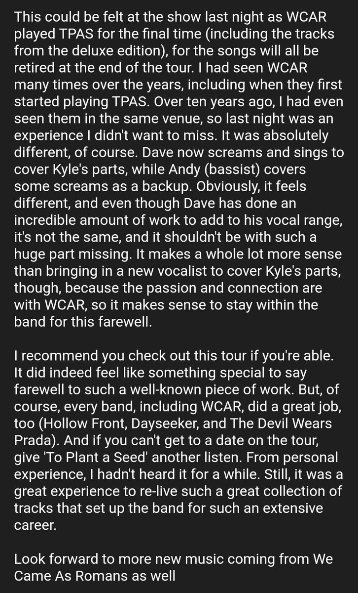 realIanScene's tweet photo. It's Day 163 of My Scene Reunion (or Breakdown from the Past) π€
Today, I listened to 'To Plant a Seed' by @wecameasromans!
Check out my thoughts below π€
#WCAR #TPAS #WeCameAsRomans #posthardcore #metalcore #Electronicore #core #scene #scenetalk #scenemusic #sceneclassics https://t.co/h6IP3U8ngF
