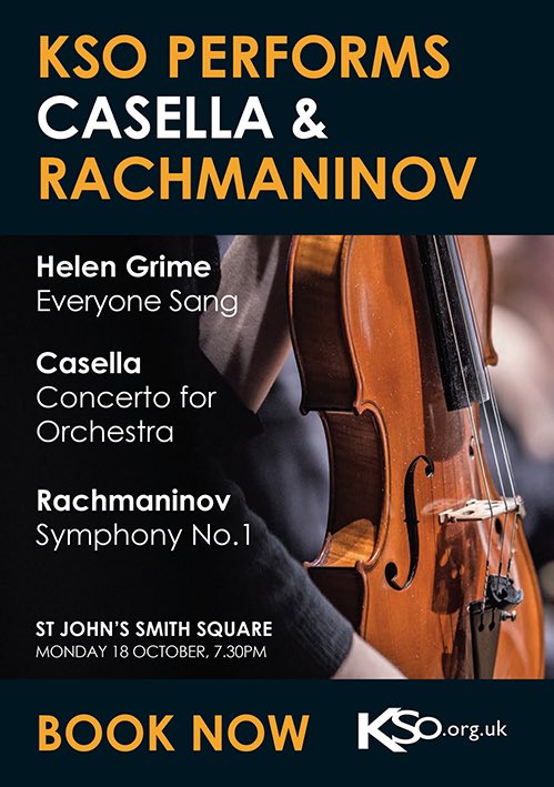 Our first concert in a long time is on Monday 18 October @StJohnsSmithSq and we’re back in typical KSO style with music by Helen Grime, <a href="/Alfredo_Casella/">Alfredo Casella</a> and Rachmaninov’s least often heard symphony, the fabulous 1st sjss.org.uk/events/kensing…