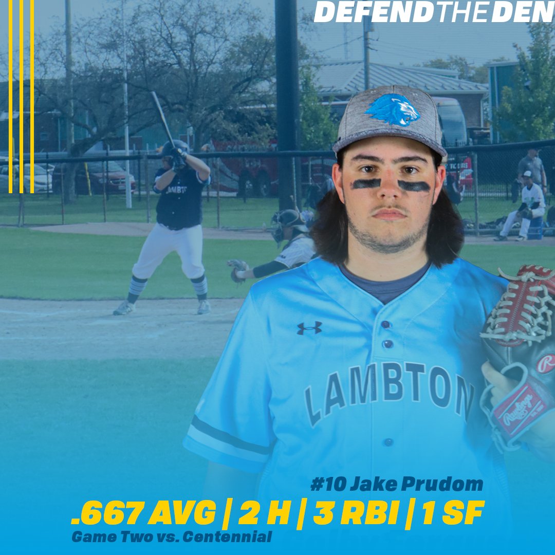 The vets led by example on Saturday at the plate.

Riley Brown &amp; Jake Prudom had themselves a day against the Colts, helping the Lions earn a split while picking up the program's first-ever win in the process!

Brown also had a triple in Game 1 to go with his HR.

#DefendTheDen