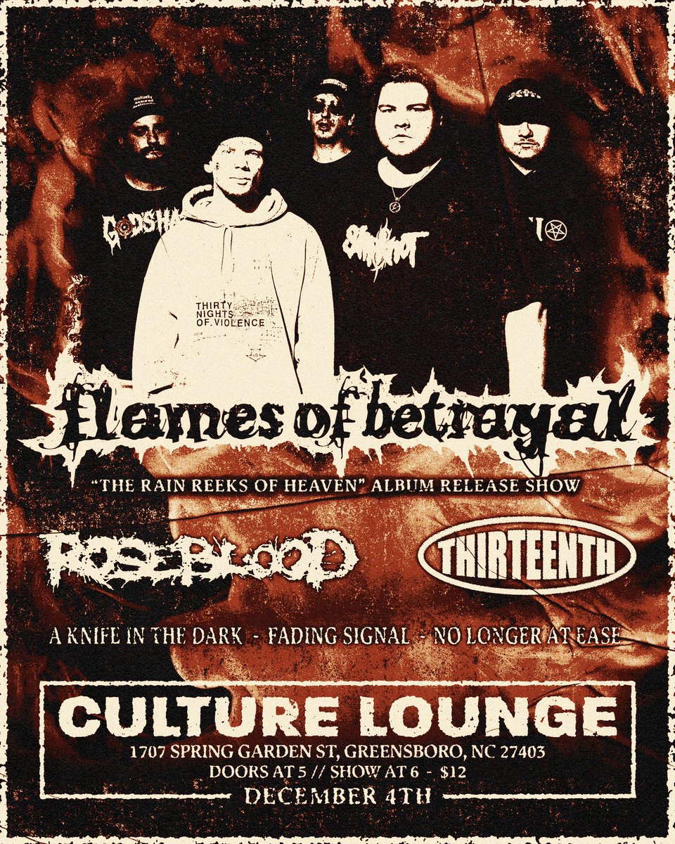 theflamezof's tweet photo. The Rain Reeks of Heaven album release show this December in Greensboro. First show in 2 years! 

Hope to see you there! https://t.co/dOtzMl9kHg