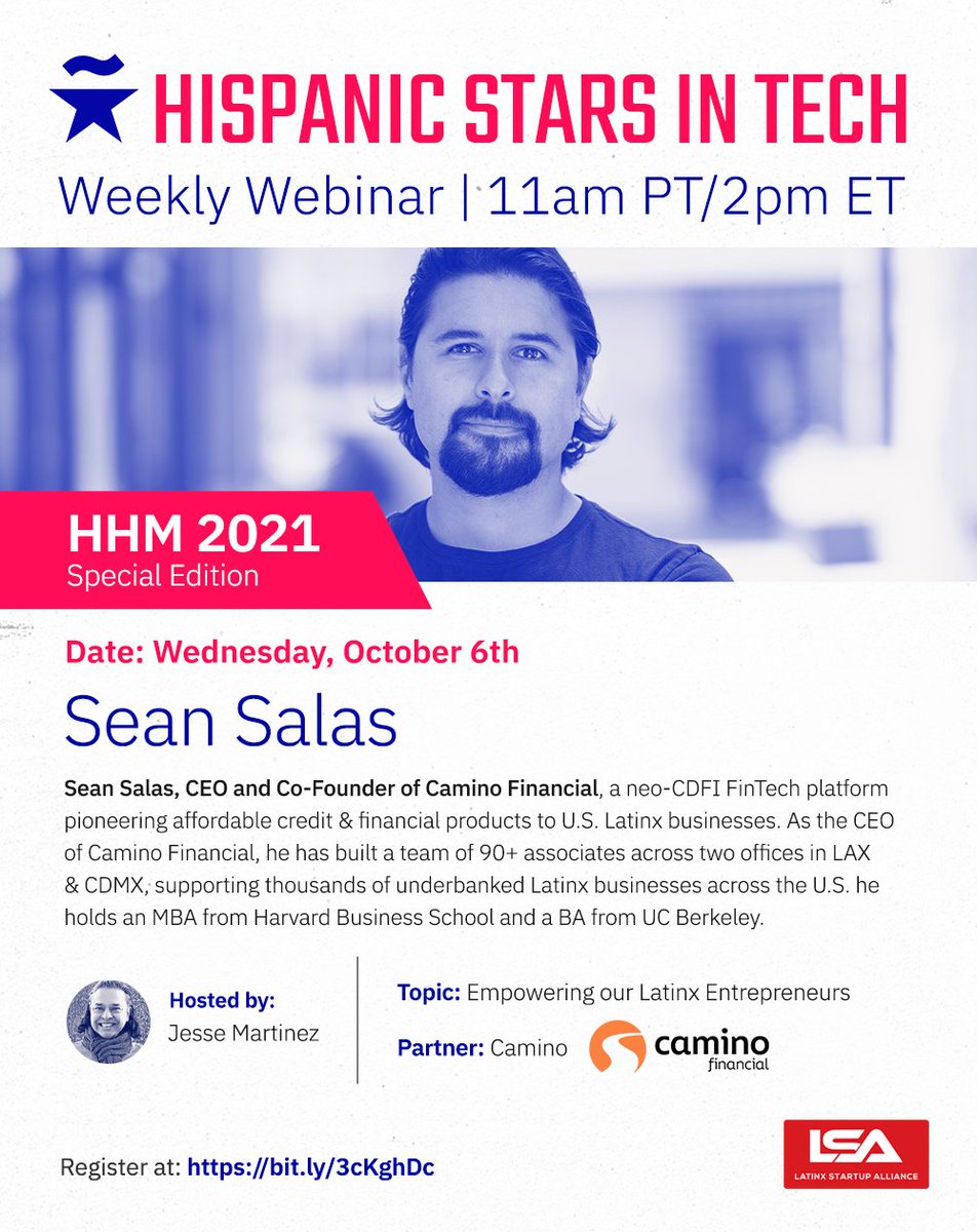 Latinx_Startups's tweet photo. #HispanicStarAlliance #LaNUBE #HSIT #MKTLX #LSAglobal #HispanicStarBayArea @Latinx_Startups
@WAAH_Foundation @TheHispanicStar @hispanicstarba #LatinxStartupAlliance
See you online!
Registration link: https://t.co/CovvBxbCDD https://t.co/GxX9XnnZCn