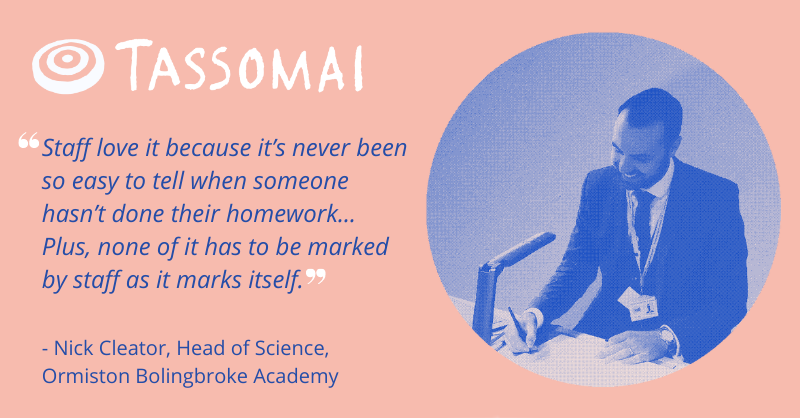 Tassomai's tweet photo. "The big thing for us now is to improve teaching and learning – to really use that time freed up from homework setting and marking to plan more high quality lessons."

Thanks @MrCleator and @OBAcademy for sharing your Tassomai story!

#WorldTeachersDay #Edtech #Edutwitter