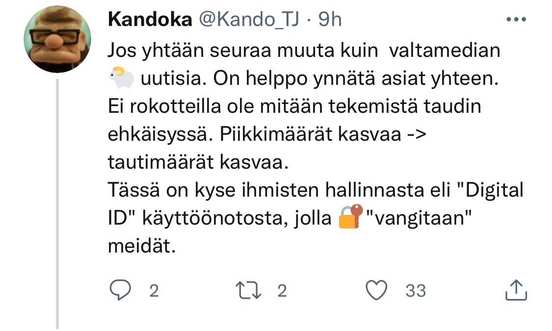 Trollitarkastus's tweet photo. Listalle kulkutautimyönteinen @Kando_TJ joka uudelleentwiittaa oikean tiedon suurlähettiläs Janus Putkosta ja tunnettuja trollitilejä.

(Ollapa tuo Panun logiikka: Ruotsin "luontainen laumasuoja" ei liene edes kaksinuneroisissa prosenteissa kun taas rokotuskattavuus on yli 80%) https://t.co/2TEYME8mH7