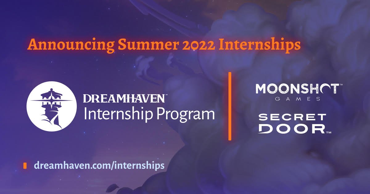 Dreamhaven's tweet photo. Calling all interns! Dreamhaven’s Summer 2022 internship program is now accepting applications. Please visit our website for more information and to apply! 
https://t.co/qxFAkWpaAx
#internships #interns #gamedevjobs https://t.co/aCZ0nTXimU