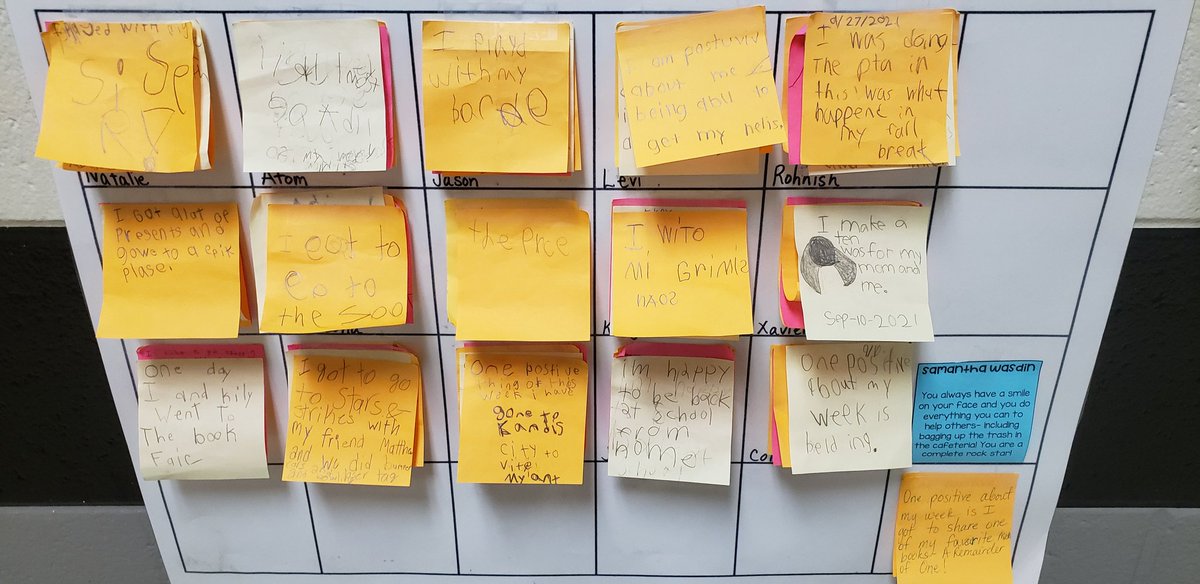 ccsd_wasdin's tweet photo. @edutopia I do POSITIVE Post-Its. Ss get a post-it note every week &amp; put something postive about the week. It can be academic, social, extra-curricular, etc.We share during morning meetings &amp; post it outside our door. Adults aren't the only ones who need help with positive mindset. https://t.co/bDA2cJFtpS
