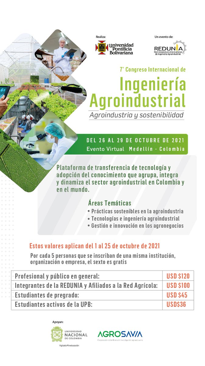 agroindupb's tweet photo. No te pierdas la Séptima versión del Congreso Internacional de Ingeniería Agroindustrial. Inscribete pronto. Te esperamos... https://t.co/4eJnWgnqVs