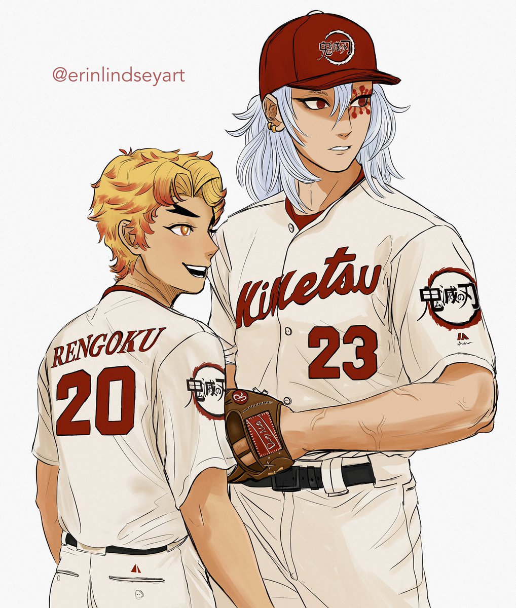 erinlindseyart's tweet photo. UzuRen Baseball au ♥️😌

#myart #uzuren #tengen #uzui #kyojuro #rengoku #kny https://t.co/HfhounNxNA