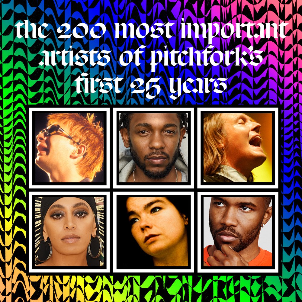 pitchfork's tweet photo. At the top of the list, you’ll find “The Icons,” the 50 artists whose influence has changed music forever, in alphabetical order, followed by “The Essentials,” 150 nearly-as-important acts, also listed alphabetically.  → https://t.co/jaDPPKgEAn  #Pitchfork25 https://t.co/0H2m9mnkHd