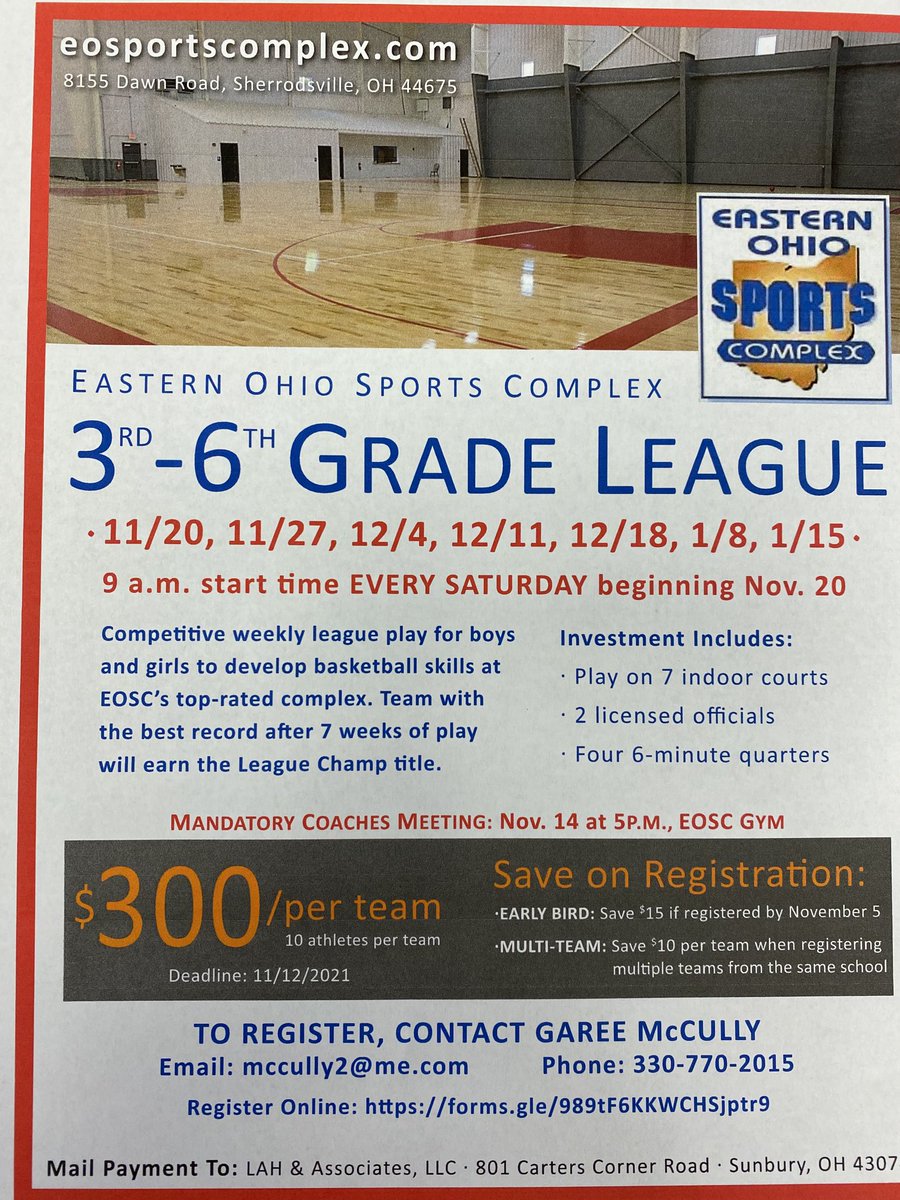 Basketball information for youth league, look forward to another great season!
