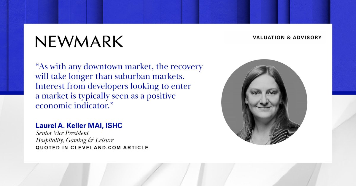 Newmark_VandA's tweet photo. In this @clevelanddotcom article, Laurel Keller, MAI, ISHC, @Newmark_Val_Adv's SVP comments on new downtown #Cleveland hotel projects. @Newmark @Cleveland_CRE #NewmarkHotels #Hospitality #Valuation
➡️https://t.co/hTKSAm7hFB
Article: https://t.co/zq7KeR3umG https://t.co/GIBdMyczsc