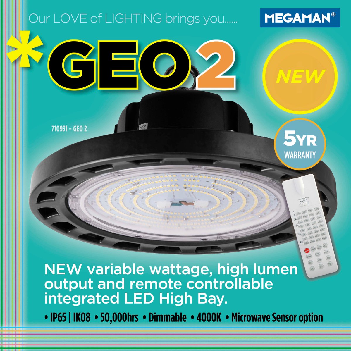 MegamanUKLtd's tweet photo. Need a variable wattage output, remote controllable, robust and competitively priced high bay fixture? MEGAMAN®'s new GEO 2 Integrated LED High Bay is the intelligent affordable answer for you! CLICK > https://t.co/ATP1fFMMNS #GEO2 #highbaylighting #megamanlighting #LED #IP65 https://t.co/dcVBQZmO3q