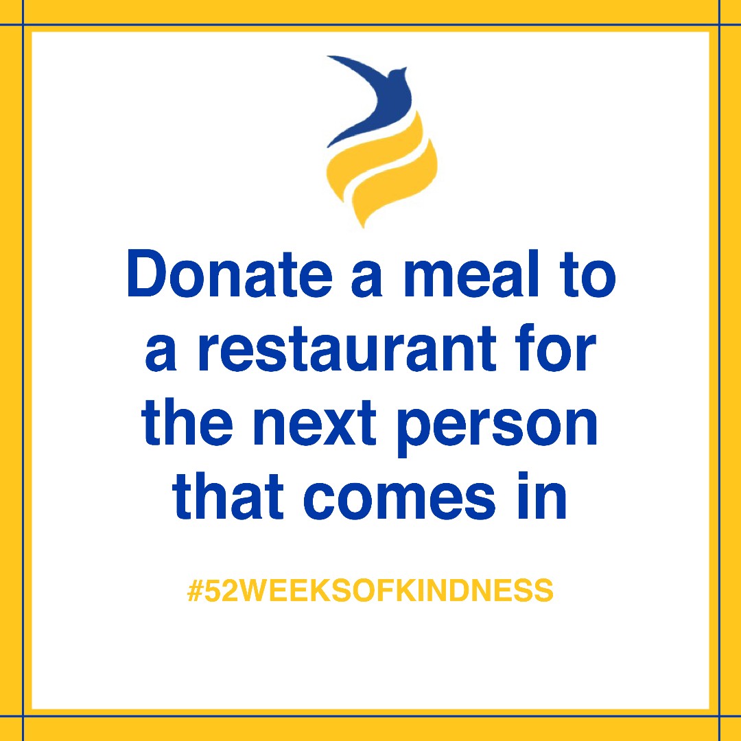 candlesmuseum's tweet photo. Spread some extra kindness this week by completing this week's Kindness Calendar Challenge: "Donate a meal to a restaurant for the next person who comes in." Share your acts of kindness with us by using #52WeeksOfKindness https://t.co/hGOVuaPlEl