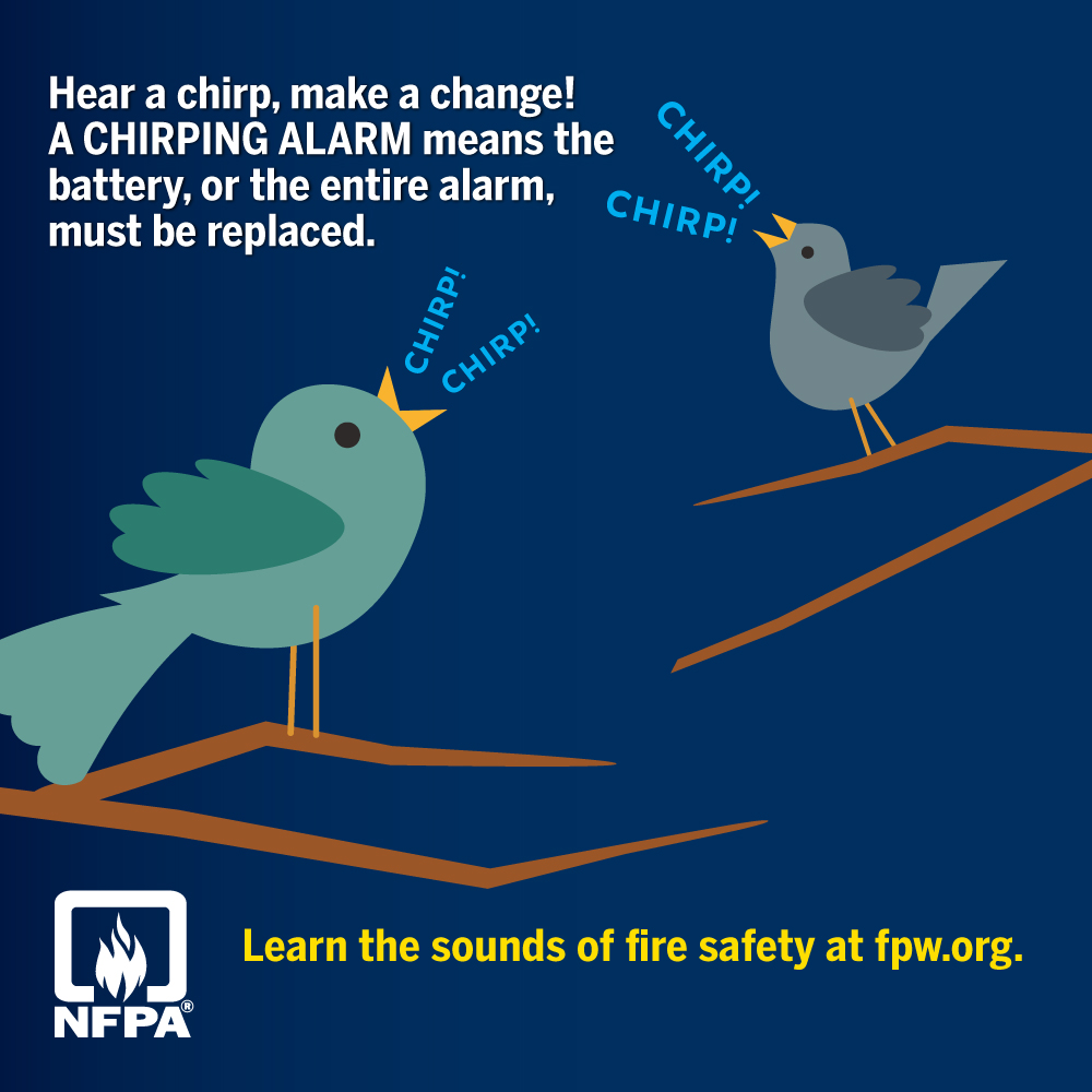 LCitiesFD's tweet image. Is there a beep or chirp coming from your smoke or carbon monoxide alarm? It's time to make a change!

Knowing the sounds of fire safety can save you, your family, and your home! Learn more now at loom.ly/_m5-J4A. #NationalFirePreventionWeek
