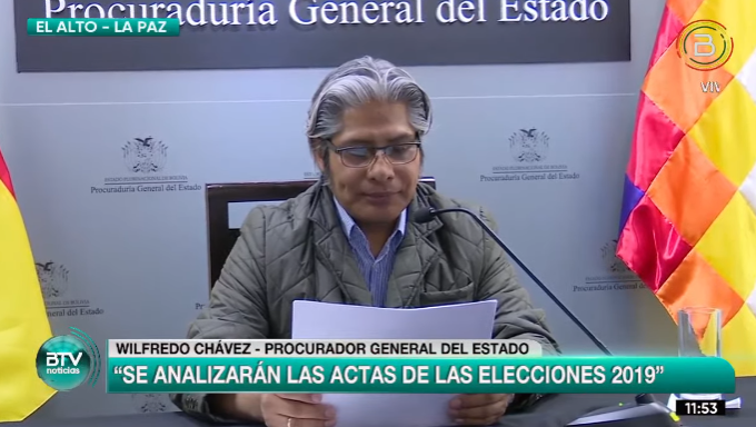 Canal_BoliviaTV's tweet photo. #EnVivo🔴 
El procurador general del Estado, Wilfredo Chávez: "Este es el planteamiento de fondo que estamos haciendo en la revisión acta por acta y queremos que se tome en cuenta que estamos buscando la verdad histórica de los resultados, como hayan sido". https://t.co/gj8r3RDQ5N