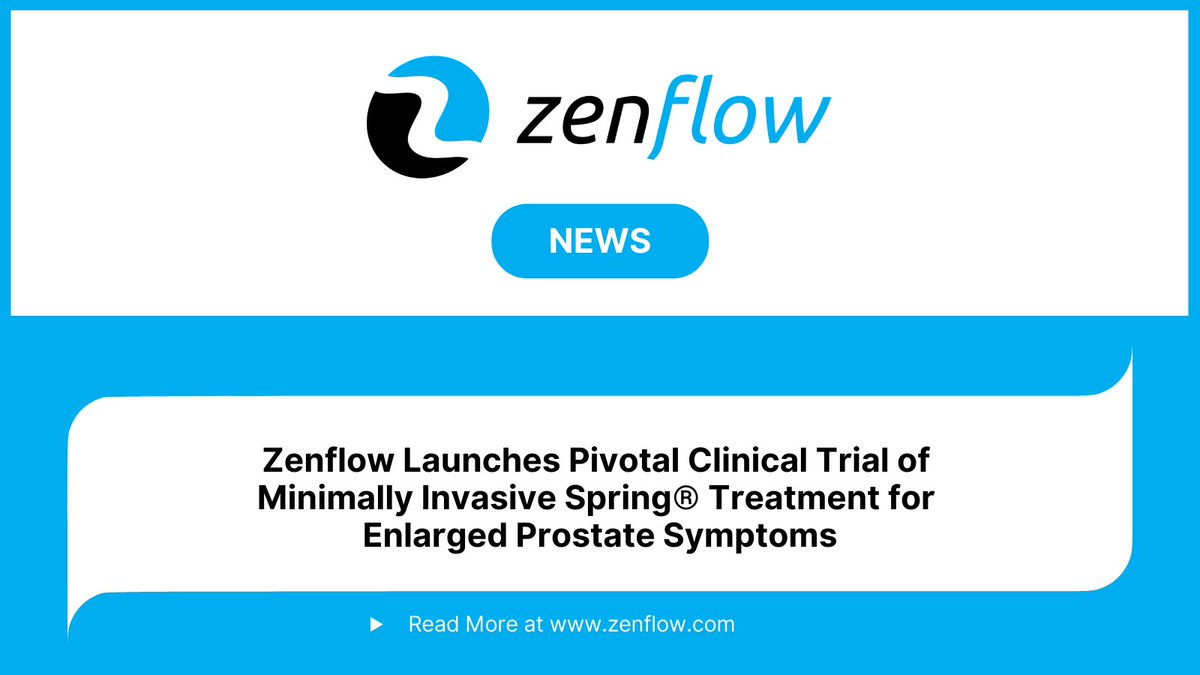 Zenflow (@zenflowinc) on Twitter photo Big milestone this week! Initiation of our BREEZE™ #clinicaltrial. “The efficiency of the procedure makes the #Zenflow device an exciting new tool in the treatment for #BPH.” Learn more: bit.ly/3k0yR0d <a href="/UTSWNews/">UTSW Media Relations</a> <a href="/UTSWUrology/">UT Southwestern Urology</a> Big milestone this week! Initiation of our BREEZE™ #clinicaltrial. “The efficiency of the procedure makes the #Zenflow device an exciting new tool in the treatment for #BPH.” Learn more: bit.ly/3k0yR0d <a href="/UTSWNews/">UTSW Media Relations</a> <a href="/UTSWUrology/">UT Southwestern Urology</a>