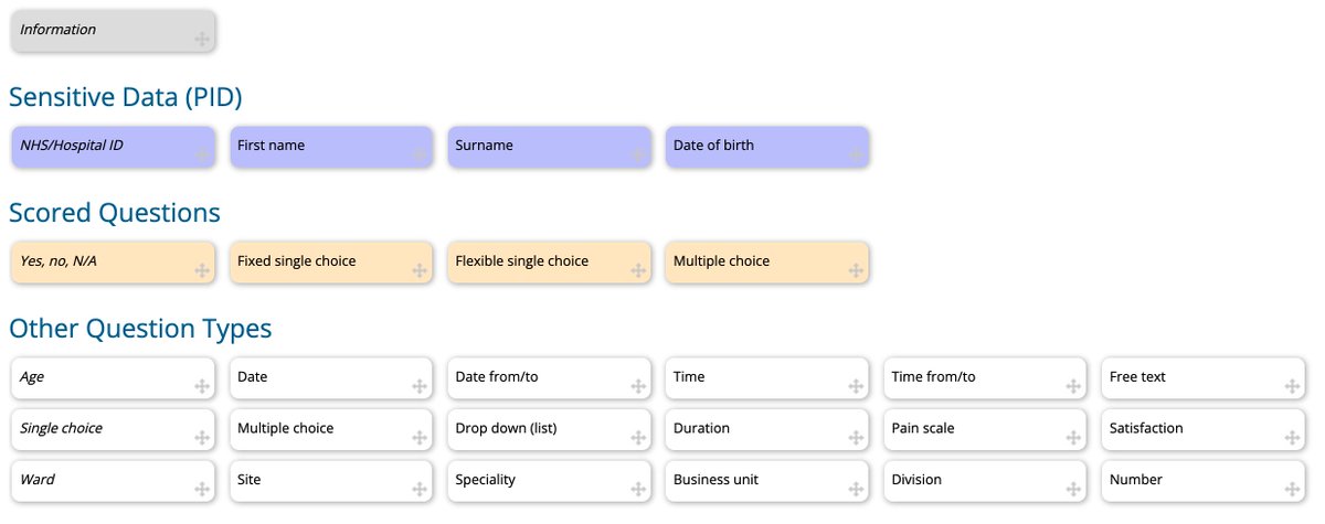 They certainly do! Here is a peek at the question types that our users can drag and drop into their pro forma. 

(We restrict sensitive data in certain ways but allow teams to collect it when they have rationale and authority to do so)