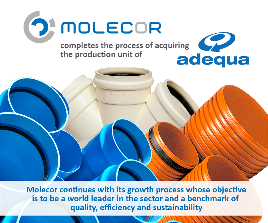 Molecor's tweet photo. #Molecor acquires the #Adequa Productive Unit and continues its growth process, the objective of which is to be a world leader in the sector and a benchmark for #quality, #efficiency and #sustainability https://t.co/QBXa2wyanO https://t.co/bIL8ZkVBjx