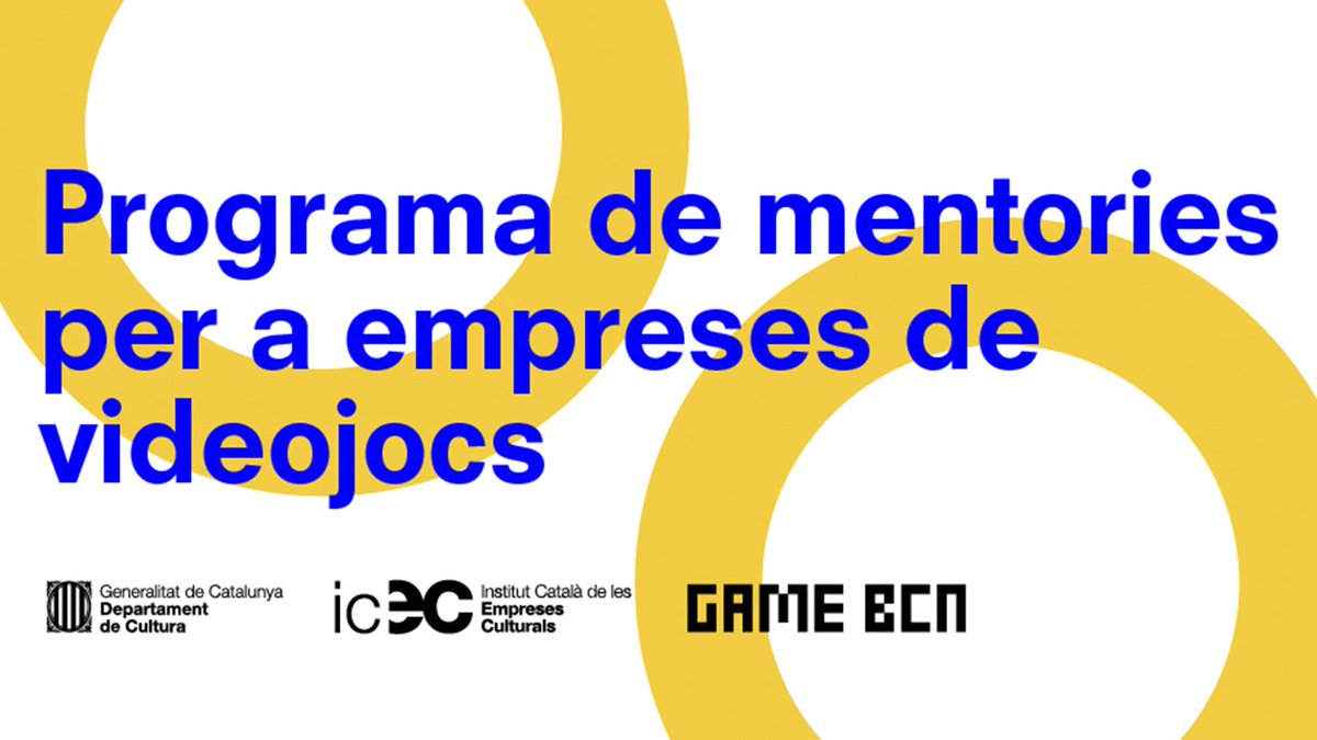 Programa de mentories ICEC-<a href="/gamebcn/">GameBCN</a>! 

Tens fins al 10 d'octubre per enviar la teva candidatura!

👉 bit.ly/2Yh4CJM

#SomImpuls #SomICEC <a href="/catalanarts/">Catalan Arts</a> <a href="/sdeicec/">sdeicec</a> <a href="/culturadigicat/">Cultura Digital</a>