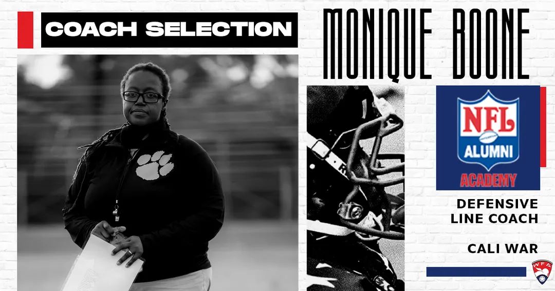 monique_boone's tweet photo. I'm so happy that I finally get to share the news. Thank you to the @WFAfootball and the @NFLA_Academy for this amazing opportunity! I am truly honored #coach #forwardprogress #NFLAlumniAcademy #Cantonbound https://t.co/UUwi025nKD