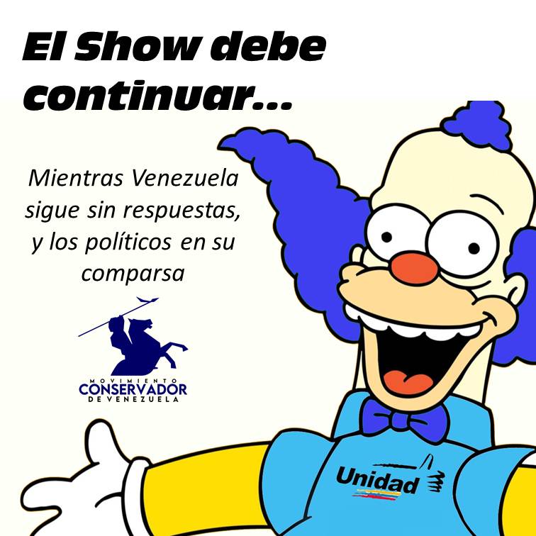 🎯Mientras sigamos bajo un régimen socialista jamás existirá una elección libre.!
🎯No seas parte del circo! 🤡🎪
🎯No sigas haciéndole el juego a la MUD y al Chavismo.!
#ElFraudeEsPolitico
#EnTiraniaNadieElige 
#SeVotaPeroNoSeElige
<a href="/conservadorvzla/">Movimiento Conservador de Venezuela</a>🇻🇪
@VenezuelaNoVota