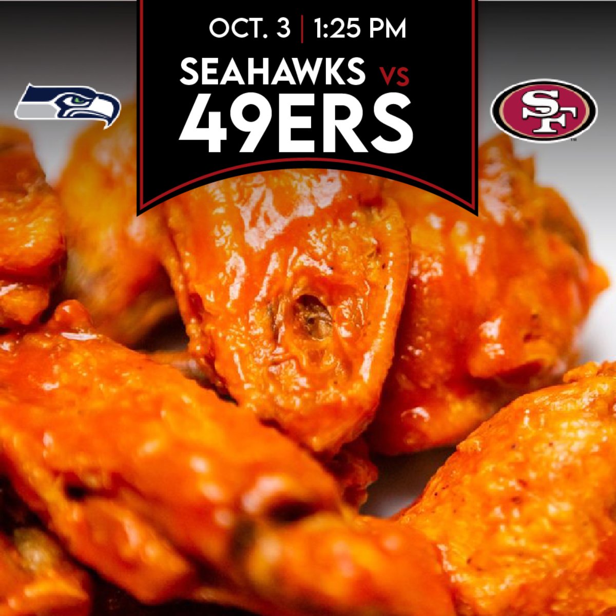Looking to catch the Seahawks vs 49ers game? Join us on Sunday at 1 PM to not miss any of the action. Indoor and outdoor viewing will be available!