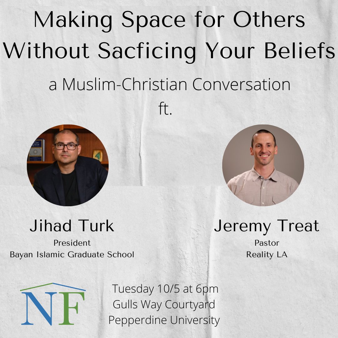 Pres. <a href="/jihad_turk/">jihad_turk</a> is participating in a Muslim-Christian conversation on July 5th at Pepperdine University. Dinner at 6pm. Program starts at 7pm on "Making Space for Others Without Sacrificing Your Beliefs." Location - Gulls Way Courtyard: goo.gl/maps/sWzPbS16j…