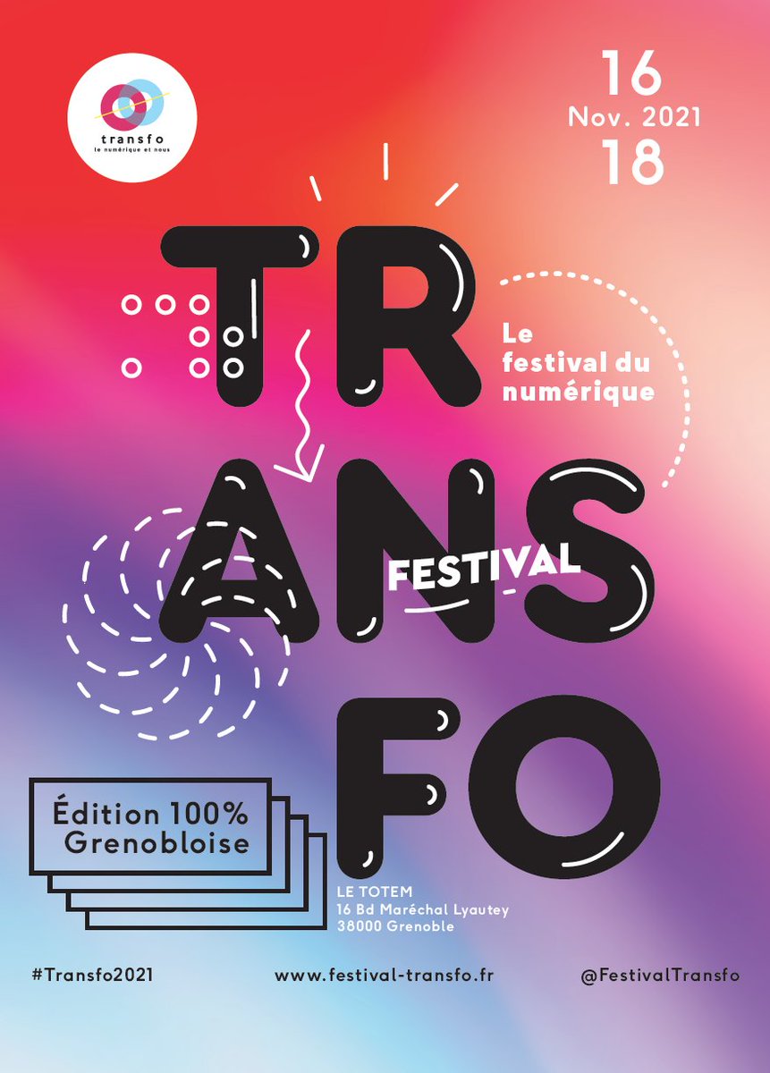 FestivalTransfo's tweet photo. [Save The Date] Ouverture de la billetterie le 14 octobre sur https://t.co/TyW8tCmFE0
Transfo revient du 16 au 18 novembre prochain pour une 4ème édition 100% grenobloise avant une édition alpine en 2022.
Pour ne rien louper 👉newsletter : https://t.co/A75RUVTmej
#Transfo2021 https://t.co/RD9bxa6rK9