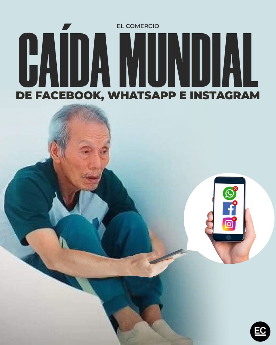 elcomerciocom's tweet photo. #ATENCIÓN | ¡No tires tu teléfono contra la pared! #WhatsApp, #Facebook e #Instagram registran caídas a escala mundial 📲❌ » https://t.co/FtLVUCVRj6 https://t.co/uCngt1qcyb