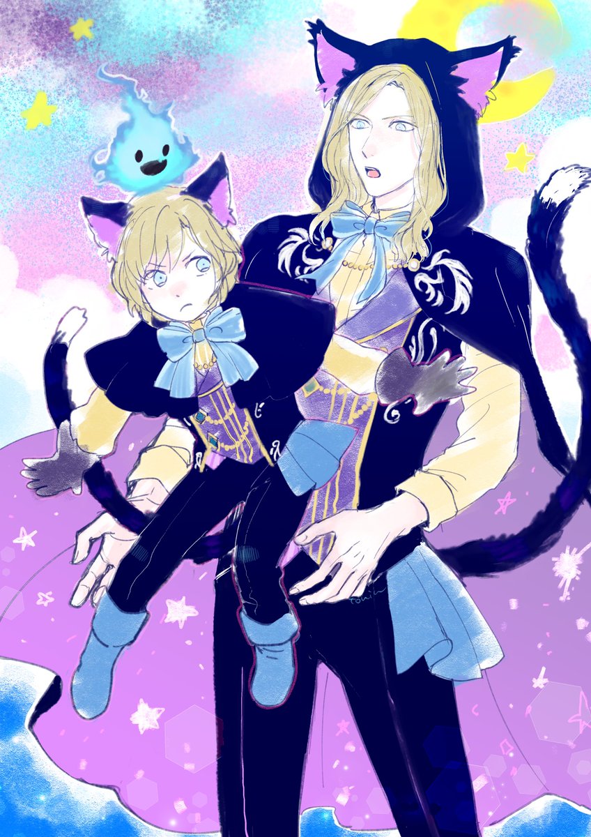 「シャイニング早乙女の妙な力で伯爵さんと執事さんが分裂しちゃった!🎃👻🐱 」|🍮現地全通🧁のイラスト