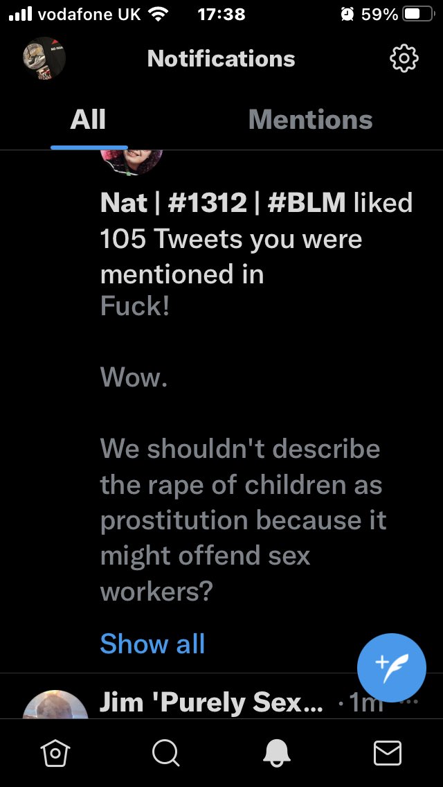 Nat liking a comment from a nonce, you go never understood how a child cannot be a prostitute. Shame on you bongbreath
