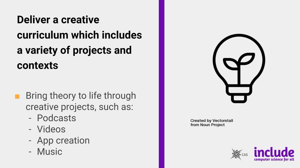 Here is the 3rd of our 10 things to encourage diversity in the computing classroom.  

#3 A creative curriculum

What tools do you use to deliver a creative curriculum?

#10ThingsDiversity  #CS4All #HackTheCurric <a href="/CompAtSch/">Computing at School</a>