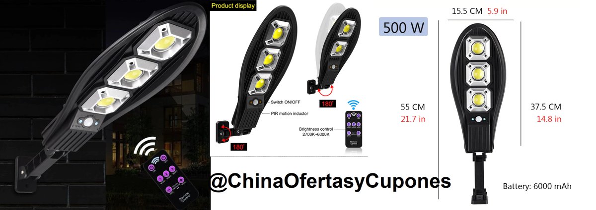 ChinaOferta's tweet image. LED Solar 500watts | 55cm Largo - Control Remoto - Bateria 6000mAh - Sensor Movimiento - Sensor Nocturno para Autoencendido

🔥 Oferta: 16.68 US$ «— ✘ Antes: 25$
👉 Link Compra: t.me/ChinaOfertasyC…

 #OFERTA_RÁPIDA | #Aliexpress #LedSolar