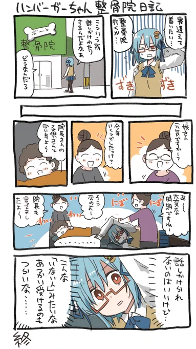 ハンバーガーちゃん整骨院初体験日記できた。 