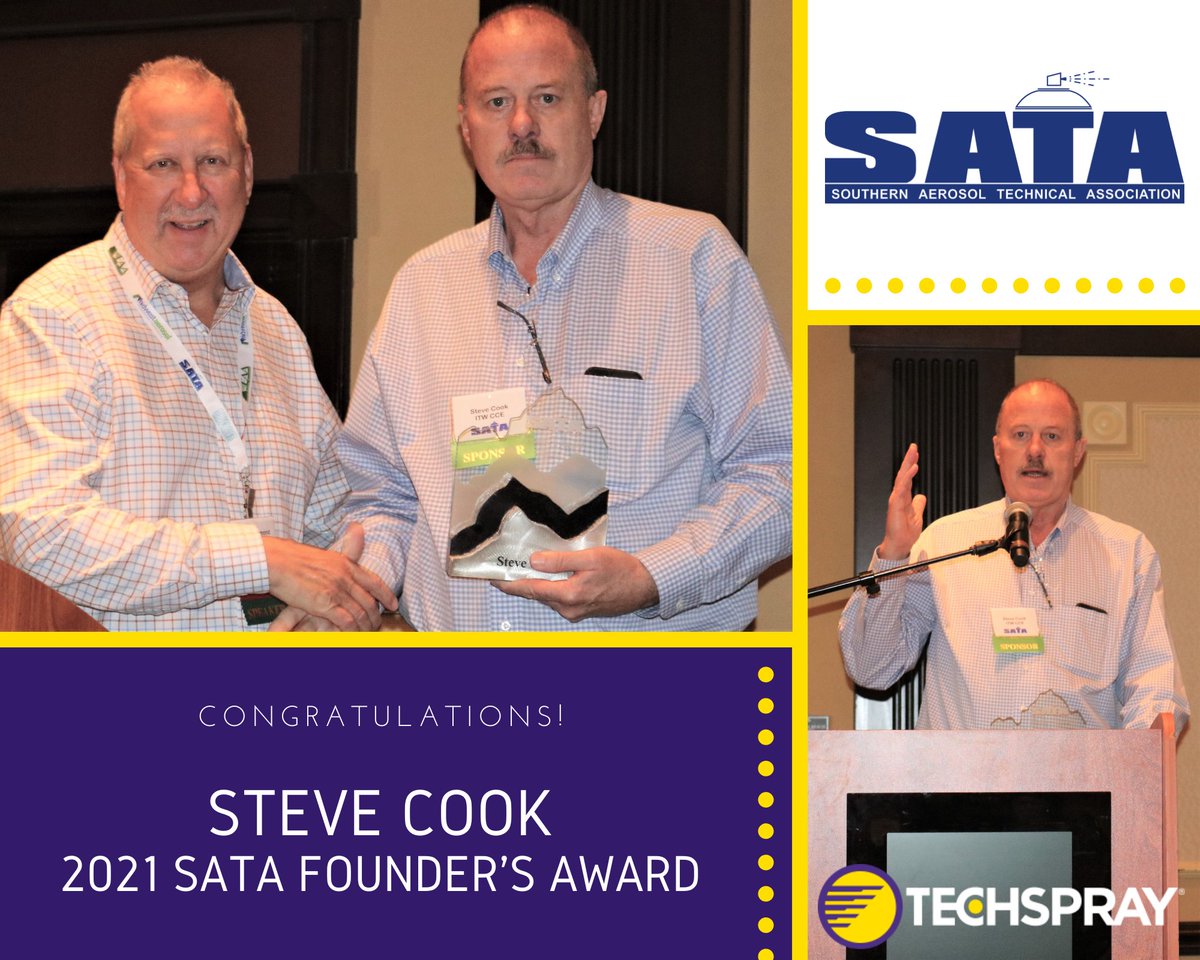 techspray's tweet image. Congratulations Steve Cook, recent winner of the Southern Aerosol Technical Association&apos;s Founder&apos;s Award.

The award goes to an individual, group, or company making considerable contributions to the success of SATA and the Aerosol Industry.
