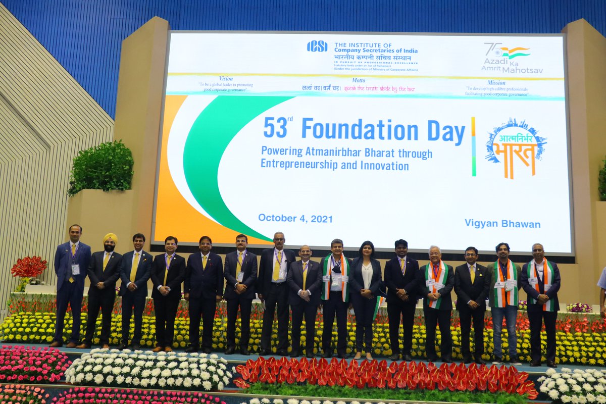 icsi_cs's tweet photo. Glimpses of 53rd Foundation Day of #ICSI #ICSIat53 #ICSIFoundationDay #AtmanirbharBharat 
@PMOIndia @nsitharaman @nsitharamanoffc @FinMinIndia @AmritMahotsav @DeepakBagla_ @bejonmisra2 @ystyagi @NKShyamsukha https://t.co/7CL2JrDBcL