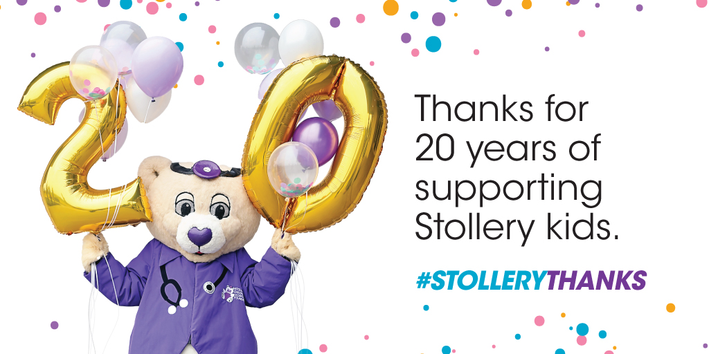 To celebrate 20 years of #Stollerykids, we've spread our annual Day of Thanks over a full week! That’s right – we’re celebrating our Stollerific supporters all week long! Keep an eye on our channels to see what we get up to as we reflect on the past two decades. #StolleryThanks