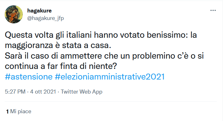 NonVoto1's tweet photo. #valutazioni #astensione
#nonVoto https://t.co/s8STWHUspt