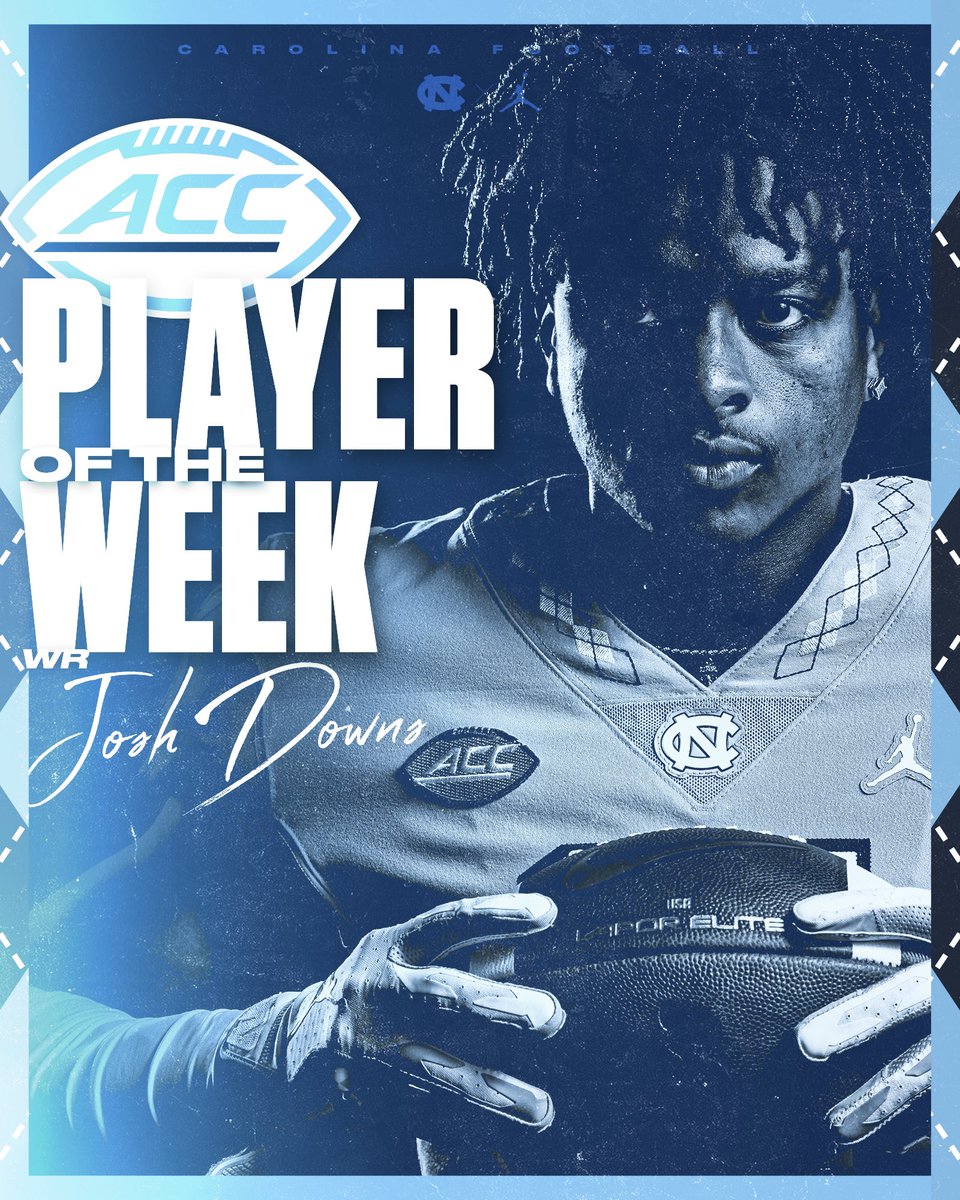 With 8 catches for 168 yards and a TD, @JoshDowns_ is your ACC Receiver of the Week. 👏👏👏

#CarolinaFootball 🏈 #BeTheOne